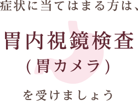 症状に当てはまる方は、胃内視鏡検査（胃カメラ）を受けましょう